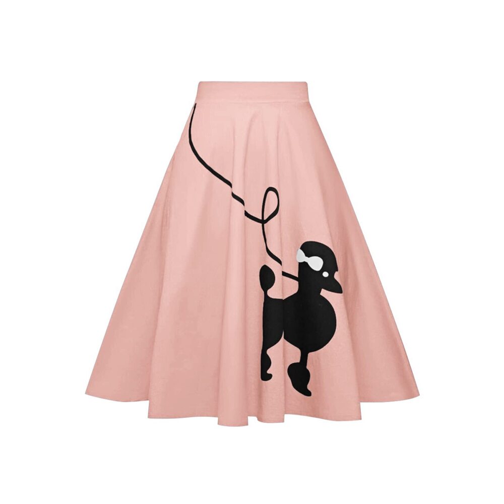 5587 Poodle Skirt 50s Vintage Pleated A-line Zipper Skirts Light Pink S